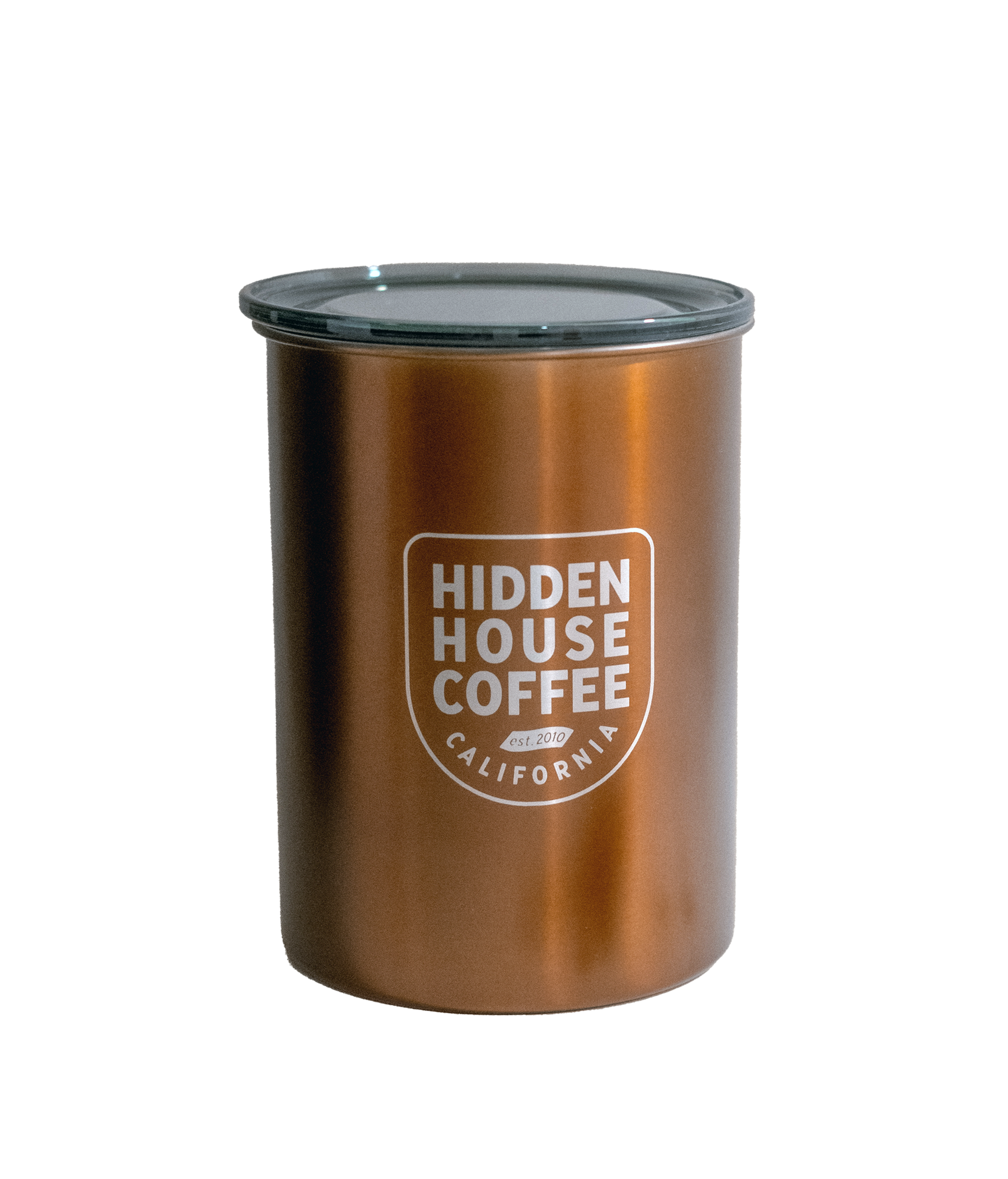 Bronze coffee canister.